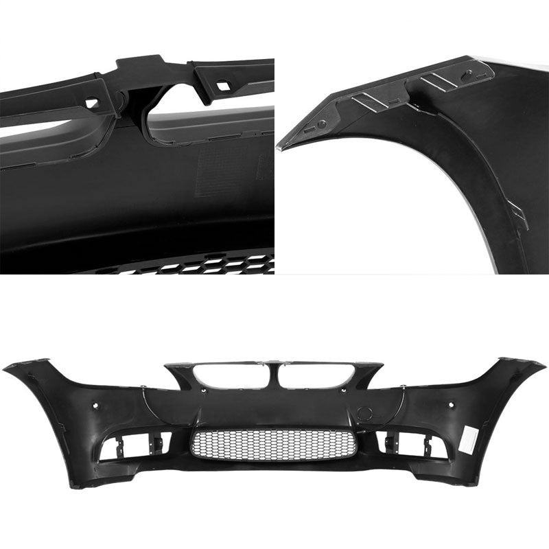 Unpainted ABS Plastic M3 Style Front Bumper Replacement Cover+Fog Light For BMW 09-11 E90 3-Series-Exterior-BuildFastCar