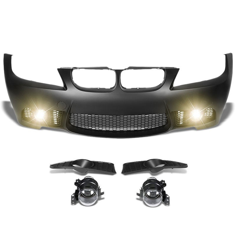 Unpainted ABS Plastic M3 Style Front Bumper Replacement Cover+Fog Light For BMW 09-11 E90 3-Series-Exterior-BuildFastCar