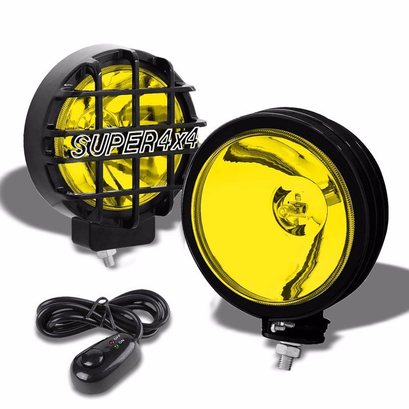 6" Round Black Body Housing Yellow Fog Light/Super 4x4 Offroad Guard Work Lamp-Exterior-BuildFastCar