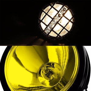 6" Round Black Body Housing Yellow Fog Light/Super 4x4 Offroad Guard Work Lamp-Exterior-BuildFastCar