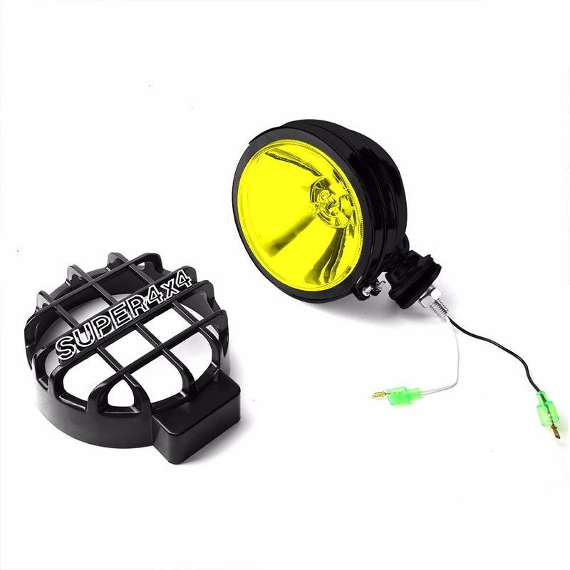6" Round Black Body Housing Yellow Fog Light/Super 4x4 Offroad Guard Work Lamp-Exterior-BuildFastCar