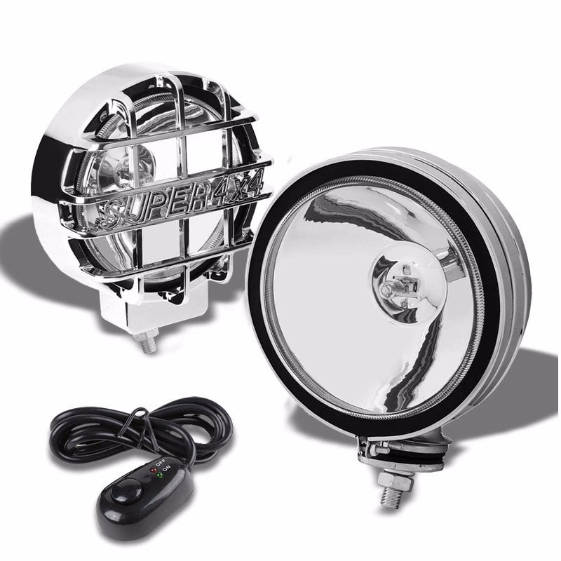 6&quot; Round Chrome Body Housing Clear Fog Light/Super 4x4 Offroad Guard Work Lamp-Exterior-BuildFastCar