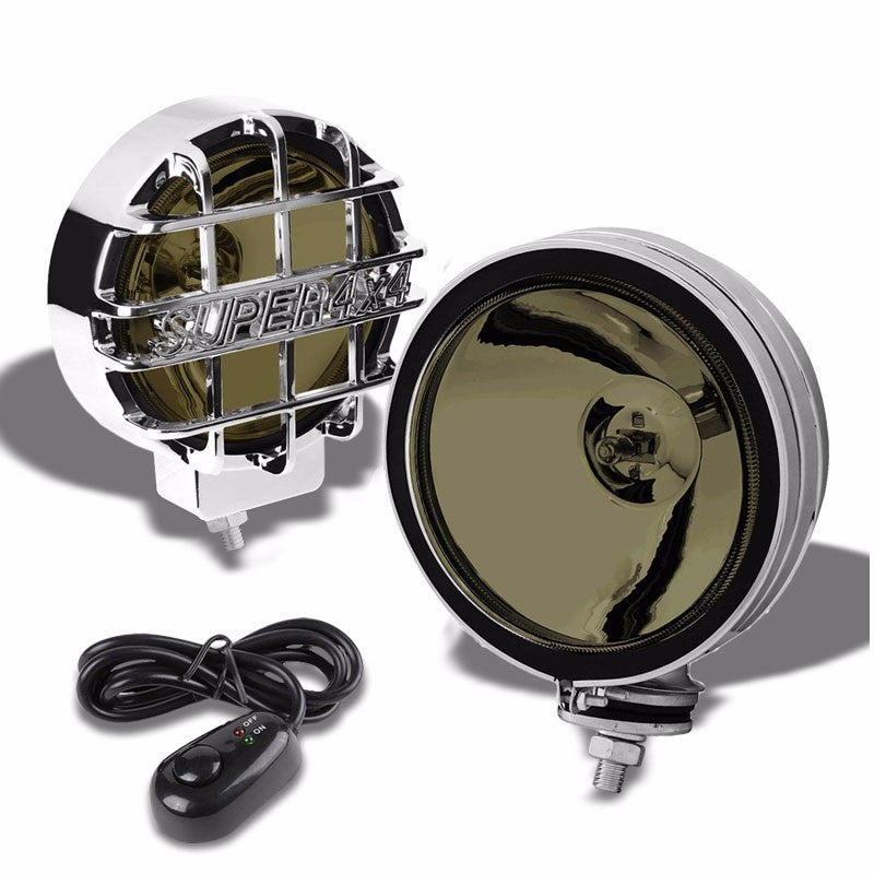 6" Round Chrome Body Housing Clear Fog Light/Super 4x4 Offroad Guard Work Lamp-Exterior-BuildFastCar