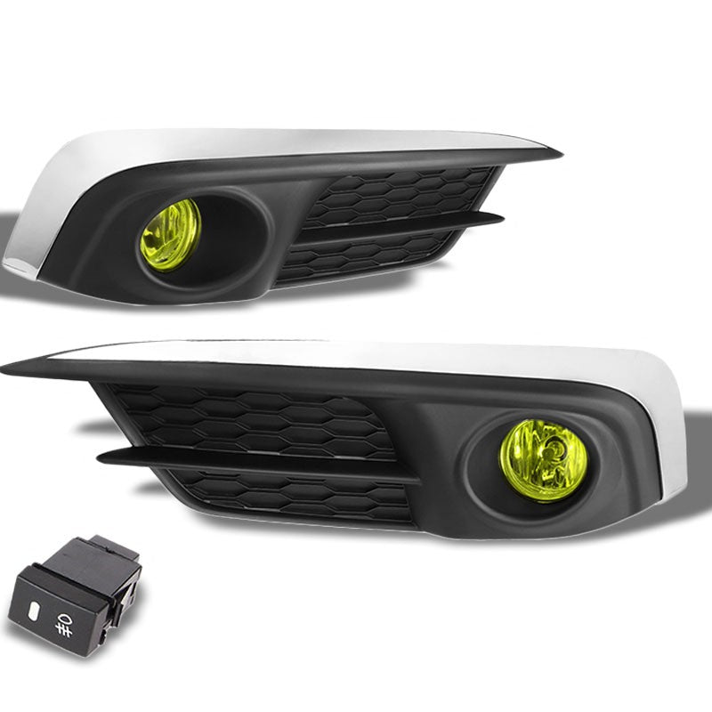 Yellow Amber OE Bumper Fog Light with Bezel Honda 16 Civic 2 4DR BFC-FOLK-SW-BZ-HON16CIVAM