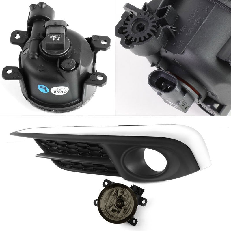 Smoke Lens OE Front Bumper Fog Light Lamp+Bezel +Switch For 16 Civic 2/4DR