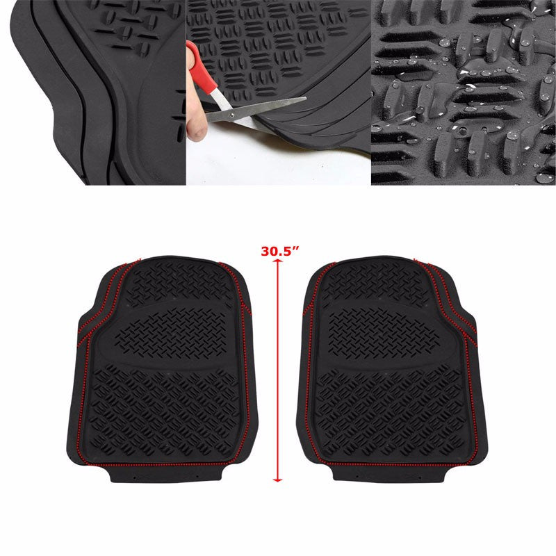 Universal 3Pcs Black ABS Heavy Duty All Weather Front+Back Seats Floor Mats-Interior-BuildFastCar