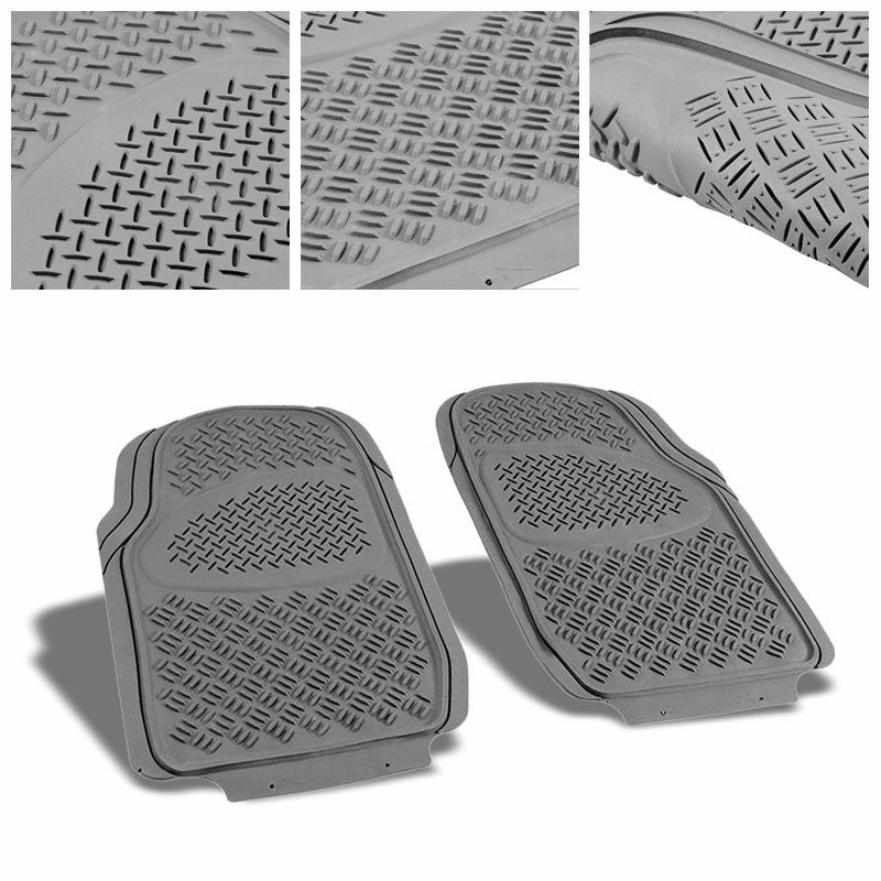 Universal 3Pcs Gray ABS Heavy Duty All Weather Front+Back Seats Floor Mats-Interior-BuildFastCar