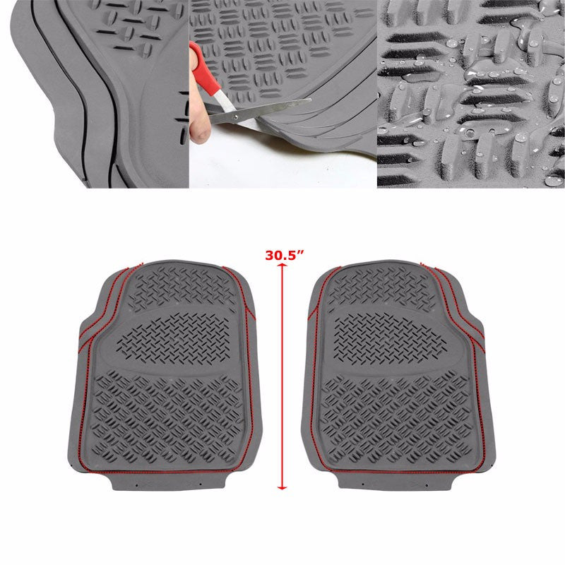 Universal 3Pcs Gray ABS Heavy Duty All Weather Front+Back Seats Floor Mats-Interior-BuildFastCar