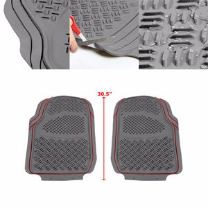 Universal 5Pcs Gray Heavy Duty All Weather Front+Back Seats+Trunk Floor Mats-Interior-BuildFastCar