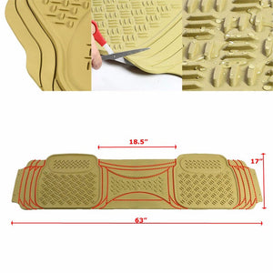 Universal 4Pcs Tan ABS Heavy Duty All Weather Front+Back Seats Floor Mats-Interior-BuildFastCar