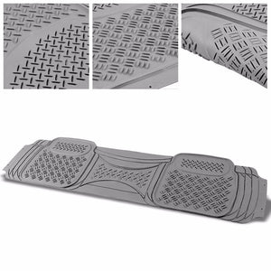 Universal 3Pcs Gray ABS Heavy Duty All Weather Front+Back Seats Floor Mats-Interior-BuildFastCar