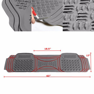 Universal 5Pcs Gray Heavy Duty All Weather Front+Back Seats+Trunk Floor Mats-Interior-BuildFastCar