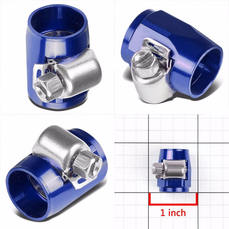 Blue Push On Hose End Cover Clamp Finisher Oil/Fuel Hose 4AN Fitting Adapter BuildFastCar