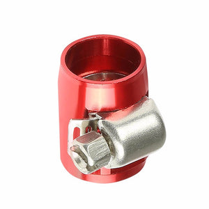 Red Push On Hose End Cover Clamp Finisher Oil/Fuel Hose 4AN Fitting Adapter BuildFastCar