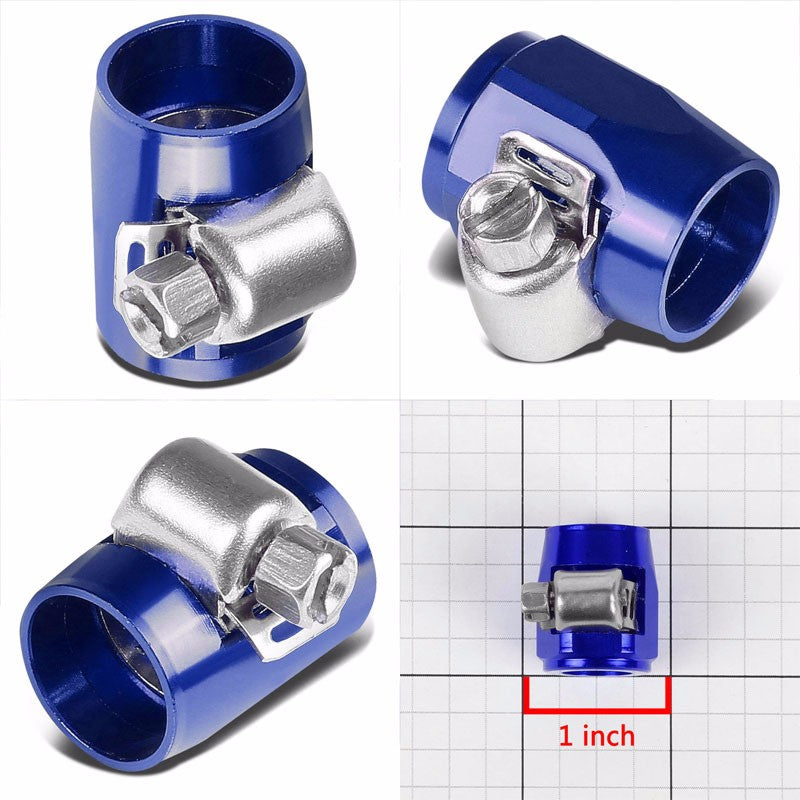 Blue Push On Hose End Cover Clamp Finisher Oil/Fuel Hose 6AN Fitting Adapter BuildFastCar