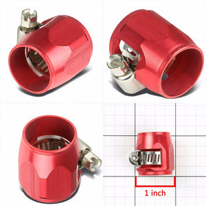 Red Push On Hose End Cover Clamp Finisher Oil/Fuel Hose 8AN Fitting Adapter BuildFastCar