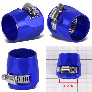 Blue Push On Hose End Cover Clamp Finisher Oil/Fuel Hose 12AN Fitting Adapter BuildFastCar