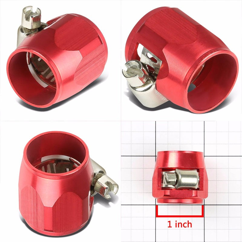Red Push On Hose End Cover Clamp Finisher Oil/Fuel Hose 12AN Fitting Adapter BuildFastCar