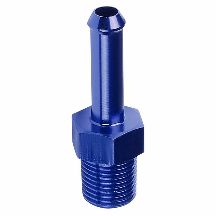 Blue 1/8&quot; NPT Male Straight To 1/4&quot; Hose Port Nipple Oil/Fuel Fitting Adaptor BuildFastCar