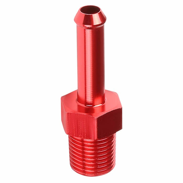 Red 1/8&quot; NPT Male Straight To 1/4&quot; Hose Port Nipple Oil/Fuel Fitting Adaptor BuildFastCar