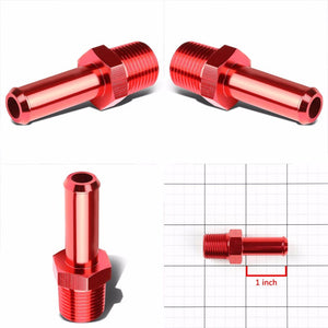 Red 3/8" NPT Male Straight To 1/2" Hose Port Nipple Oil/Fuel Fitting Adaptor BuildFastCar