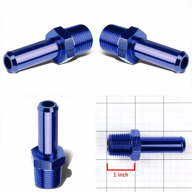 Blue 3/4" NPT Male Straight To 3/4" Hose Port Nipple Oil/Fuel Fitting Adaptor BuildFastCar