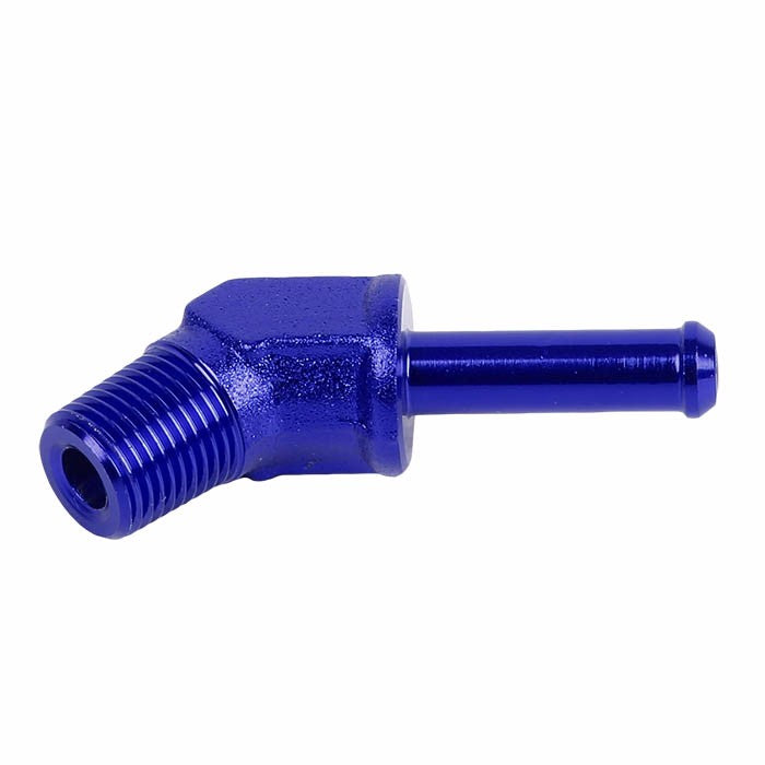 Blue 1/8" NPT Male 45 Degree To 1/4" Hose Port Nipple Oil/Fuel Fitting Adaptor BuildFastCar