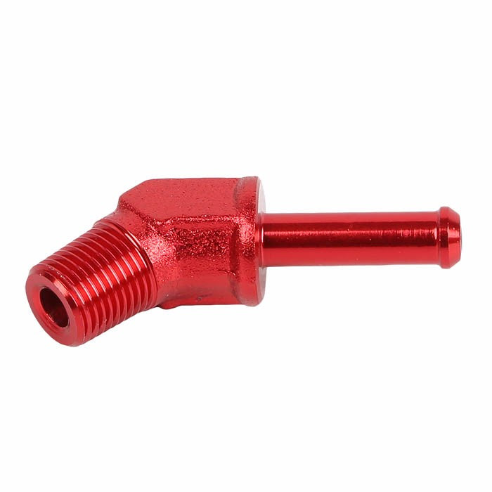Red 1/8" NPT Male 45 Degree To 1/4" Hose Port Nipple Oil/Fuel Fitting Adaptor BuildFastCar