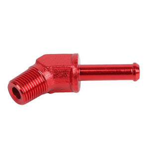 Red 1/8" NPT Male 45 Degree To 1/4" Hose Port Nipple Oil/Fuel Fitting Adaptor BuildFastCar
