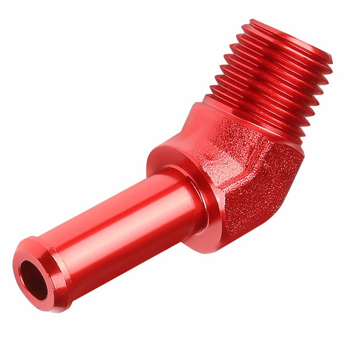 Red 1/4" NPT Male 45 Degree To 3/8" Hose Port Nipple Oil/Fuel Fitting Adaptor BuildFastCar