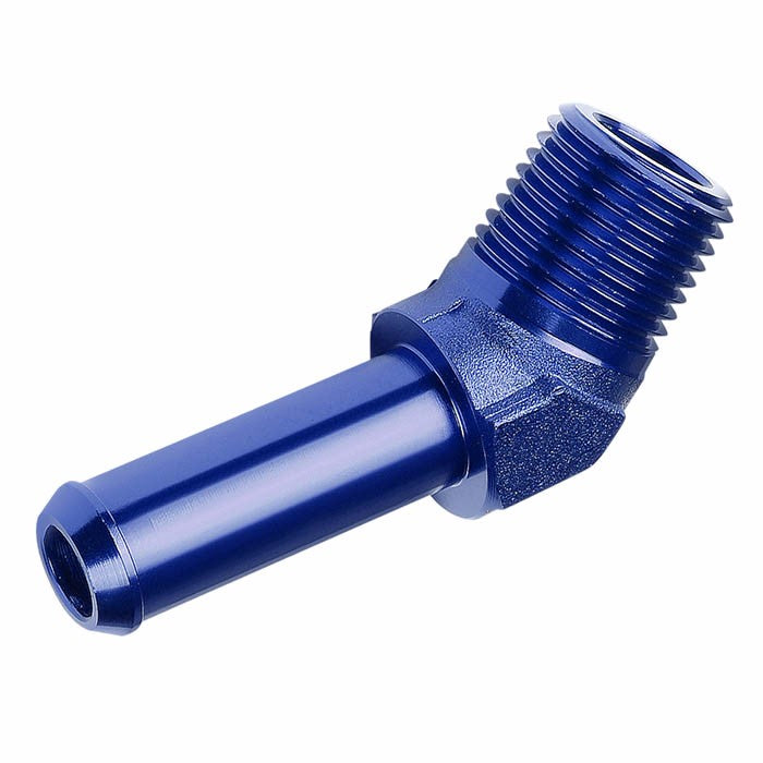 Blue 3/8" NPT Male 45 Degree To 1/2" Hose Port Nipple Oil/Fuel Fitting Adaptor BuildFastCar