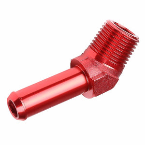 Red 1/2" NPT Male 45 Degree To 5/8" Hose Port Nipple Oil/Fuel Fitting Adaptor BuildFastCar