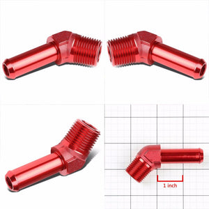 Red 1/2" NPT Male 45 Degree To 5/8" Hose Port Nipple Oil/Fuel Fitting Adaptor BuildFastCar