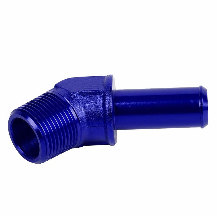 Blue 3/4" NPT Male 45 Degree To 3/4" Hose Port Nipple Oil/Fuel Fitting Adaptor BuildFastCar