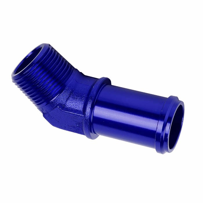 Blue 3/4" NPT Male 45 Degree To 1.00" Hose Port Nipple Oil/Fuel Fitting Adaptor BuildFastCar
