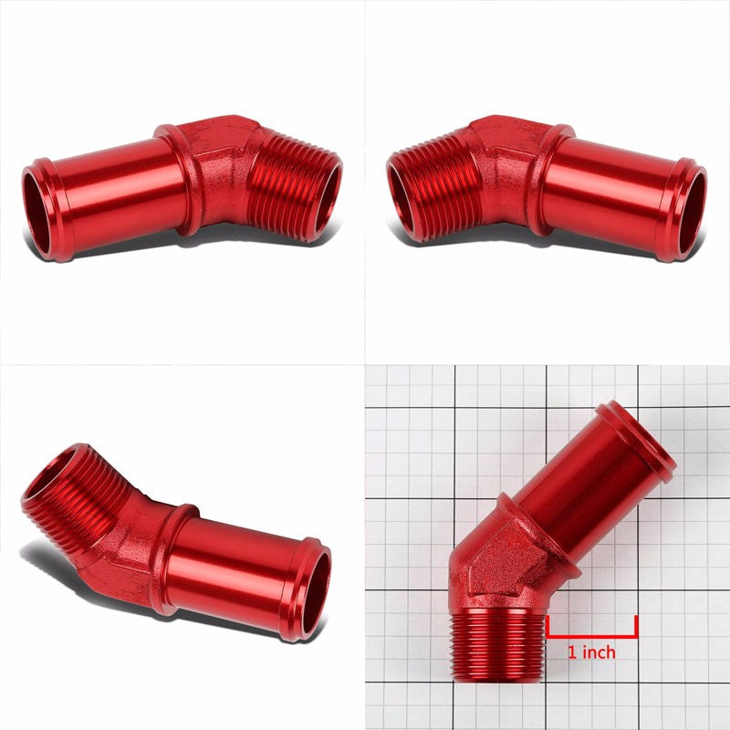Red 3/4" NPT Male 45 Degree To 1.00" Hose Port Nipple Oil/Fuel Fitting Adaptor BuildFastCar