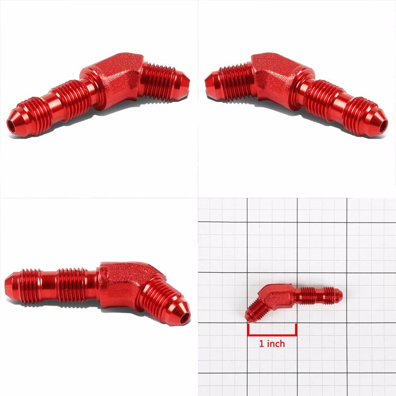 Red Male 45 Degree 1/8-27 NPT Flare Bulkhead Oil/Fuel Hose 3AN Fitting Adapter BuildFastCar
