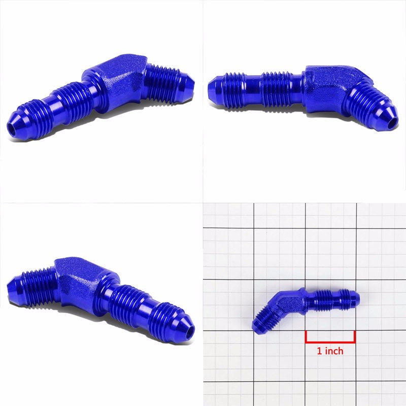 Blue Male 45 Degree 1/8-27 NPT Flare Bulkhead Oil/Fuel Hose 4AN Fitting Adapter BuildFastCar