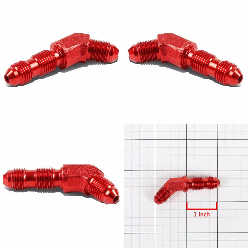 Red Male 45 Degree 1/8-27 NPT Flare Bulkhead Oil/Fuel Hose 4AN Fitting Adapter BuildFastCar