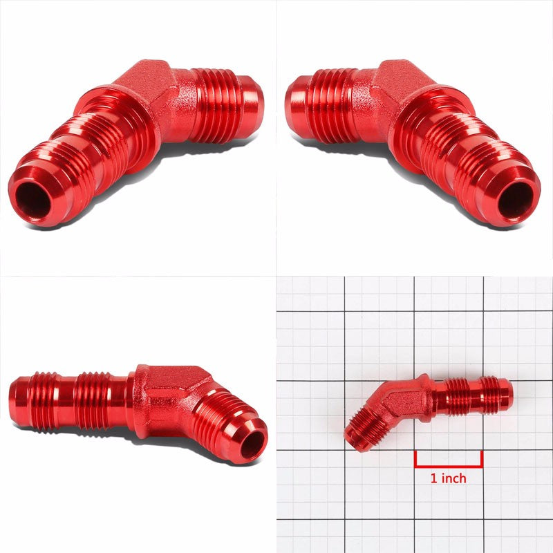Red Male 45 Degree 1/8-27 NPT Flare Bulkhead Oil/Fuel Hose 8AN Fitting Adapter BuildFastCar
