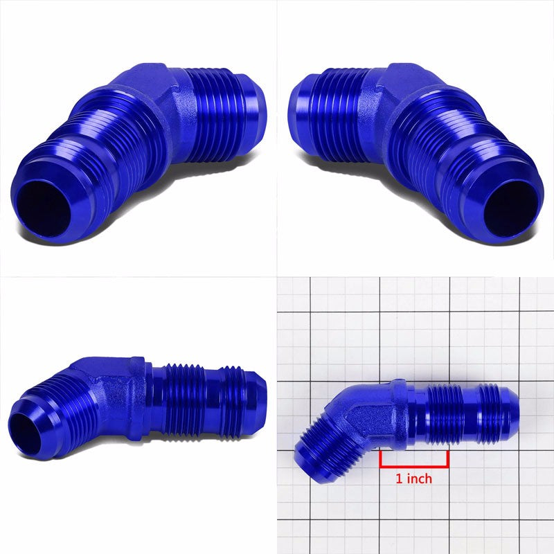 Blue Male 45 Degree 1/8-27 NPT Flare Bulkhead Oil/Fuel Hose 10AN Fitting Adapter BuildFastCar