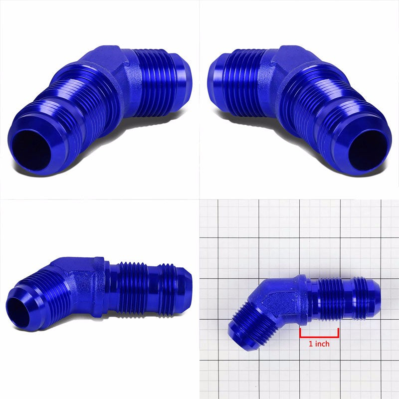 Blue Male 45 Degree 1/8-27 NPT Flare Bulkhead Oil/Fuel Hose 12AN Fitting Adapter BuildFastCar