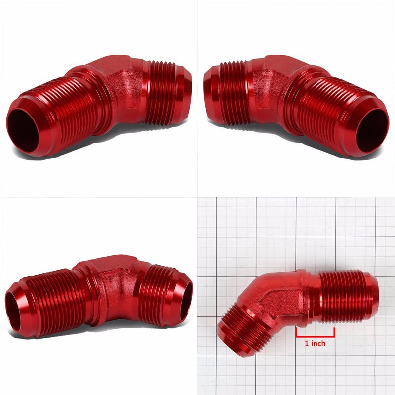 Red Male 45 Degree 1/8-27 NPT Flare Bulkhead Oil/Fuel Hose 16AN Fitting Adapter BuildFastCar
