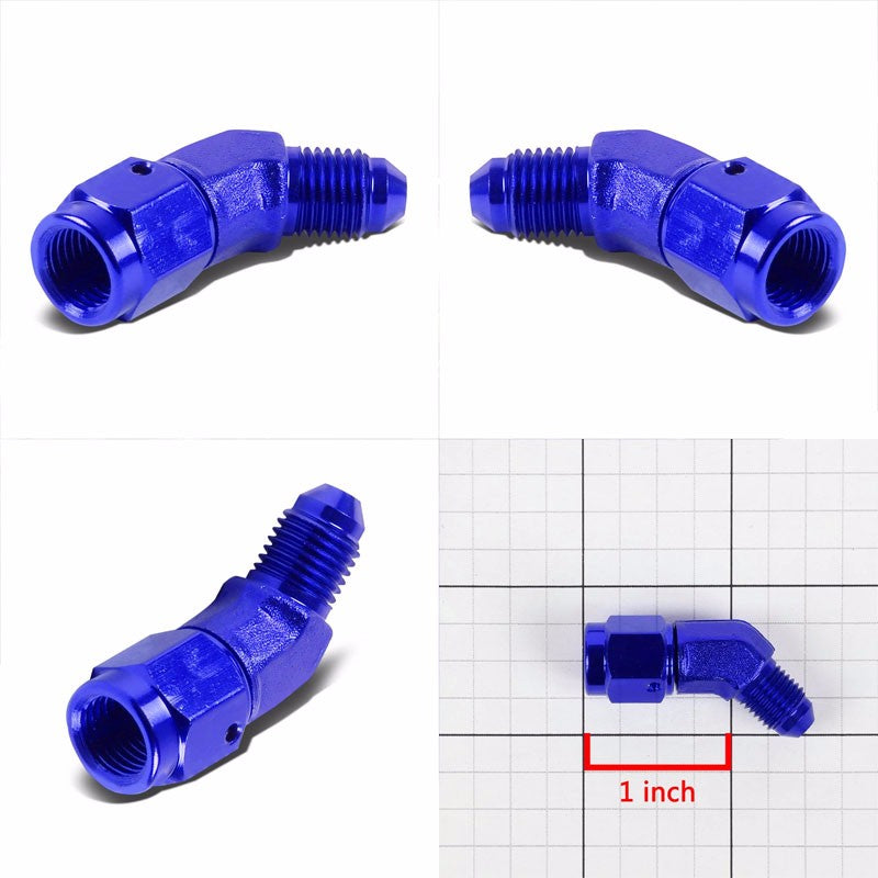 Blue 45 Degree Female/Male 1/8-27 NPT Flare Bulkhead 3AN Oil/Fuel Hose Fitting BuildFastCar