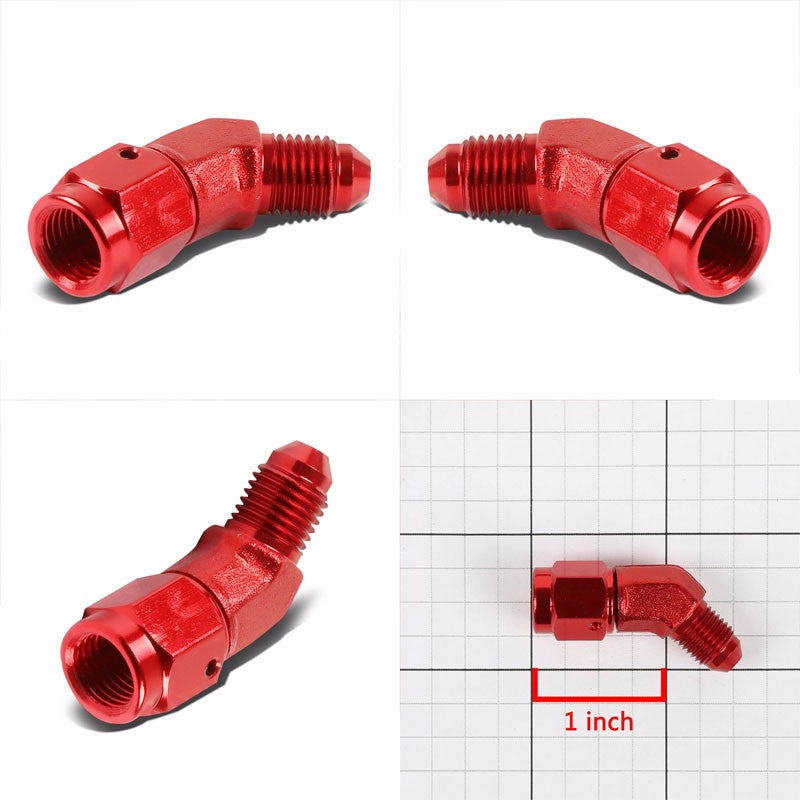 Red 45 Degree Female/Male 1/8-27 NPT Flare Bulkhead 3AN Oil/Fuel Hose Fitting BuildFastCar