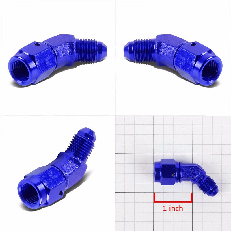 Blue 45 Degree Female/Male 1/8-27 NPT Flare Bulkhead 4AN Oil/Fuel Hose Fitting BuildFastCar