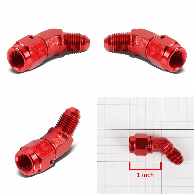 Red 45 Degree Female/Male 1/8-27 NPT Flare Bulkhead 4AN Oil/Fuel Hose Fitting BuildFastCar