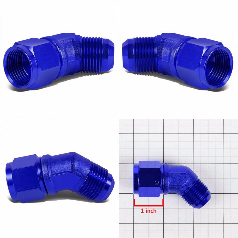 Blue 45 Degree Female/Male 1/8-27 NPT Flare Bulkhead 10AN Oil/Fuel Hose Fitting BuildFastCar