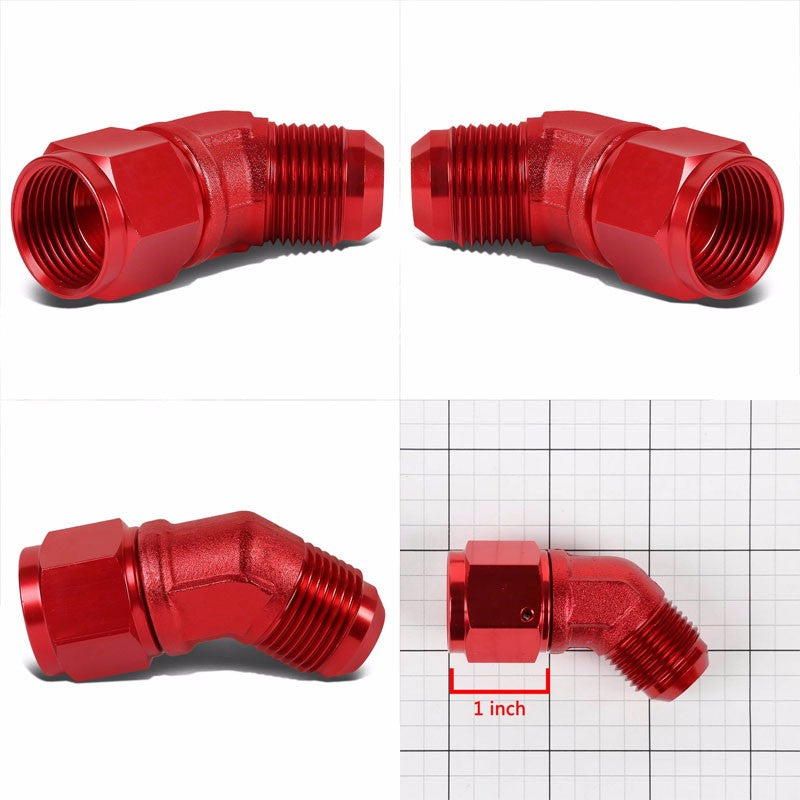 Red 45 Degree Female/Male 1/8-27 NPT Flare Bulkhead 10AN Oil/Fuel Hose Fitting BuildFastCar
