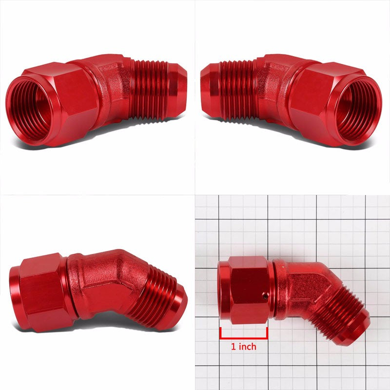 Red 45 Degree Female/Male 1/8-27 NPT Flare Bulkhead 12AN Oil/Fuel Hose Fitting BuildFastCar